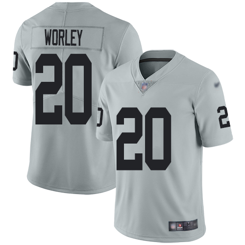 Men Oakland Raiders Limited Silver Daryl Worley Jersey NFL Football #20 Inverted Legend Jersey